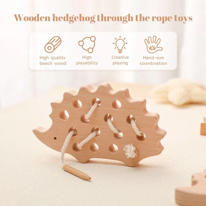 Wooden Montessori Children Threading Board