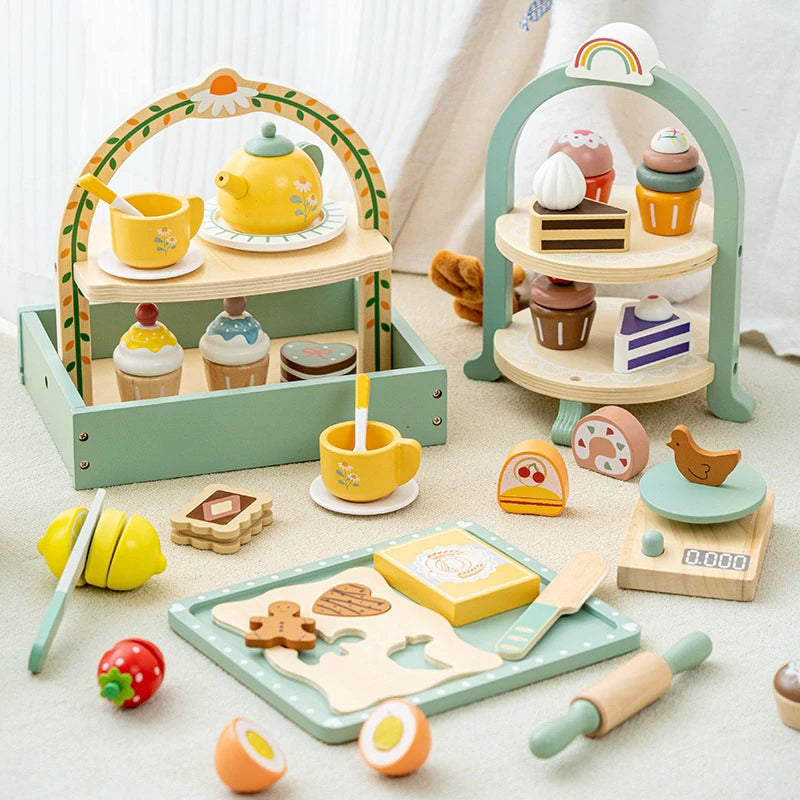 Kids Wooden Pretend Play Kitchen Accessories Gift Toys