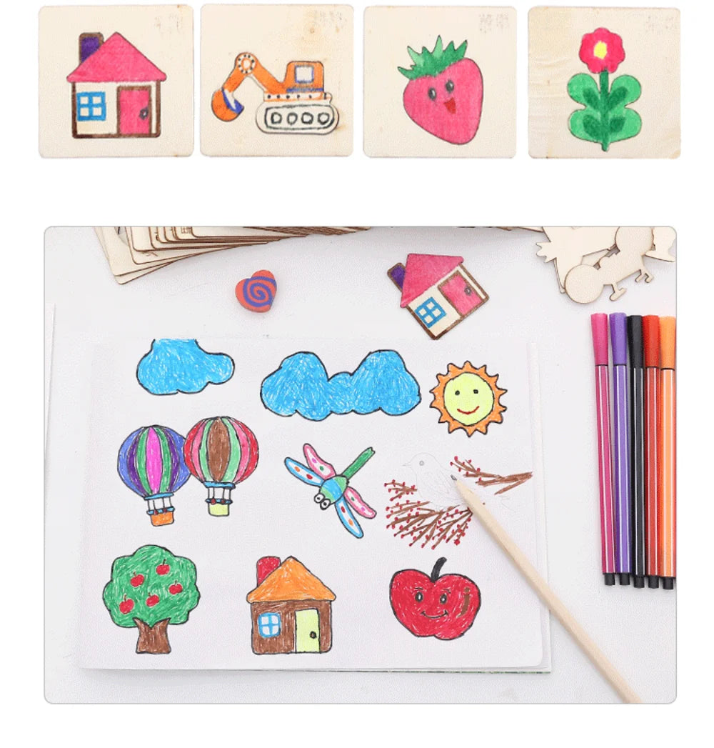 Montessori Kids Wooden Drawing Template