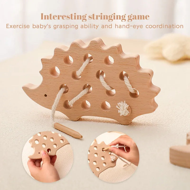 Wooden Montessori Children Threading Board