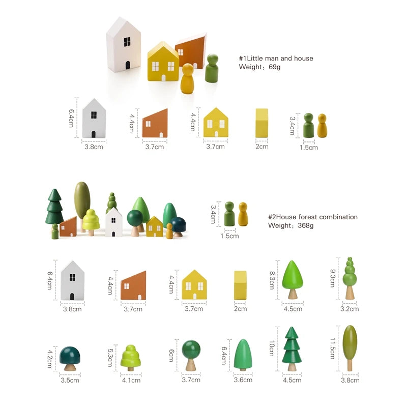 Montessori Education Wooden Building House Block Forest Ornaments Christmas Tree Toy